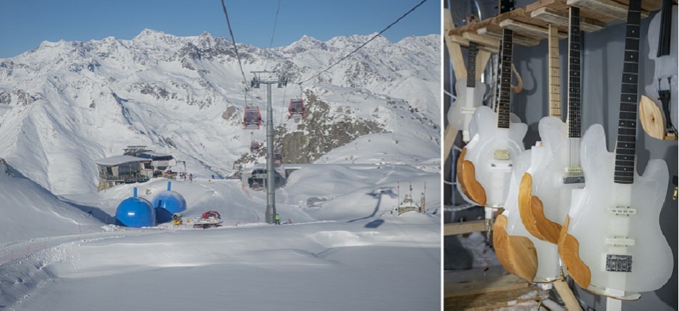 Foto di Mauro Mariotti Tre mesi di concerti sul ghiacciaio Presena un teatro-igloo e strumenti di ghiaccio: da Irene Grandi a Surfer Joe
